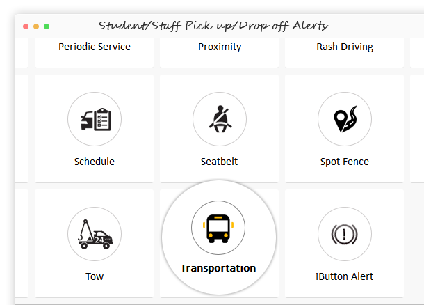 Student staff transportation alert in fleet tracking