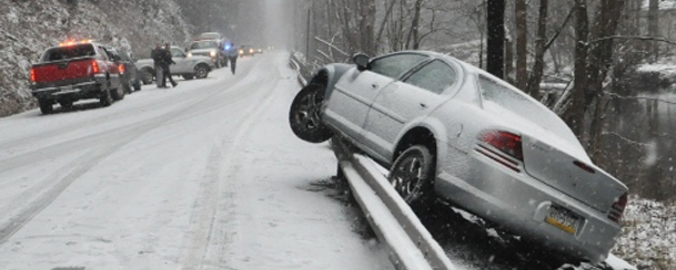 Car accident due to snow