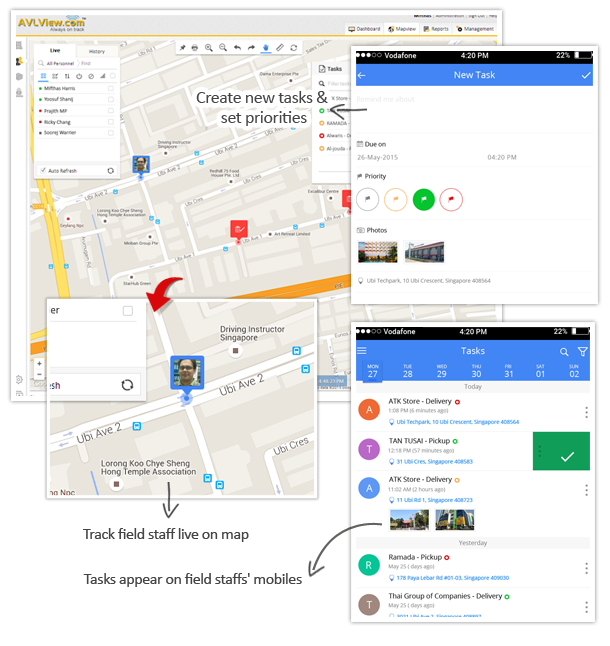 Trackview field force automation with personnel tracking